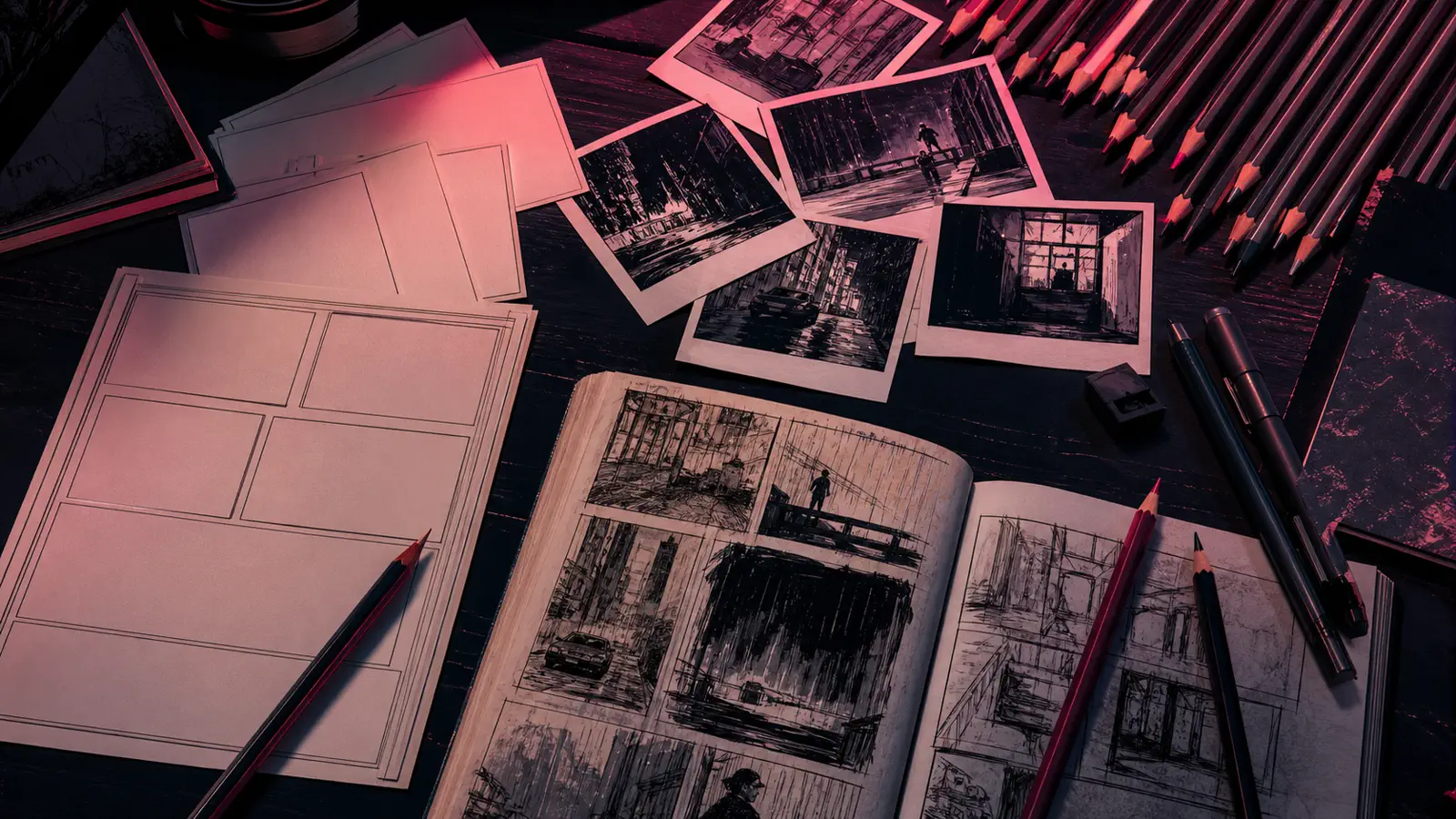 Visual planning sequence for an original adult comic story